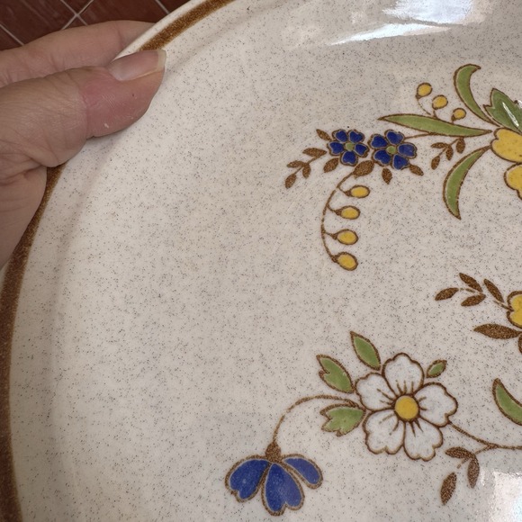 Vintage Stoneware Floral Plates Blue Yellow Dinnerware Cottagecore Farmhouse - Picture 4 of 6